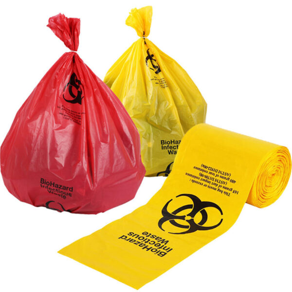 Red and yellow medical waste bags